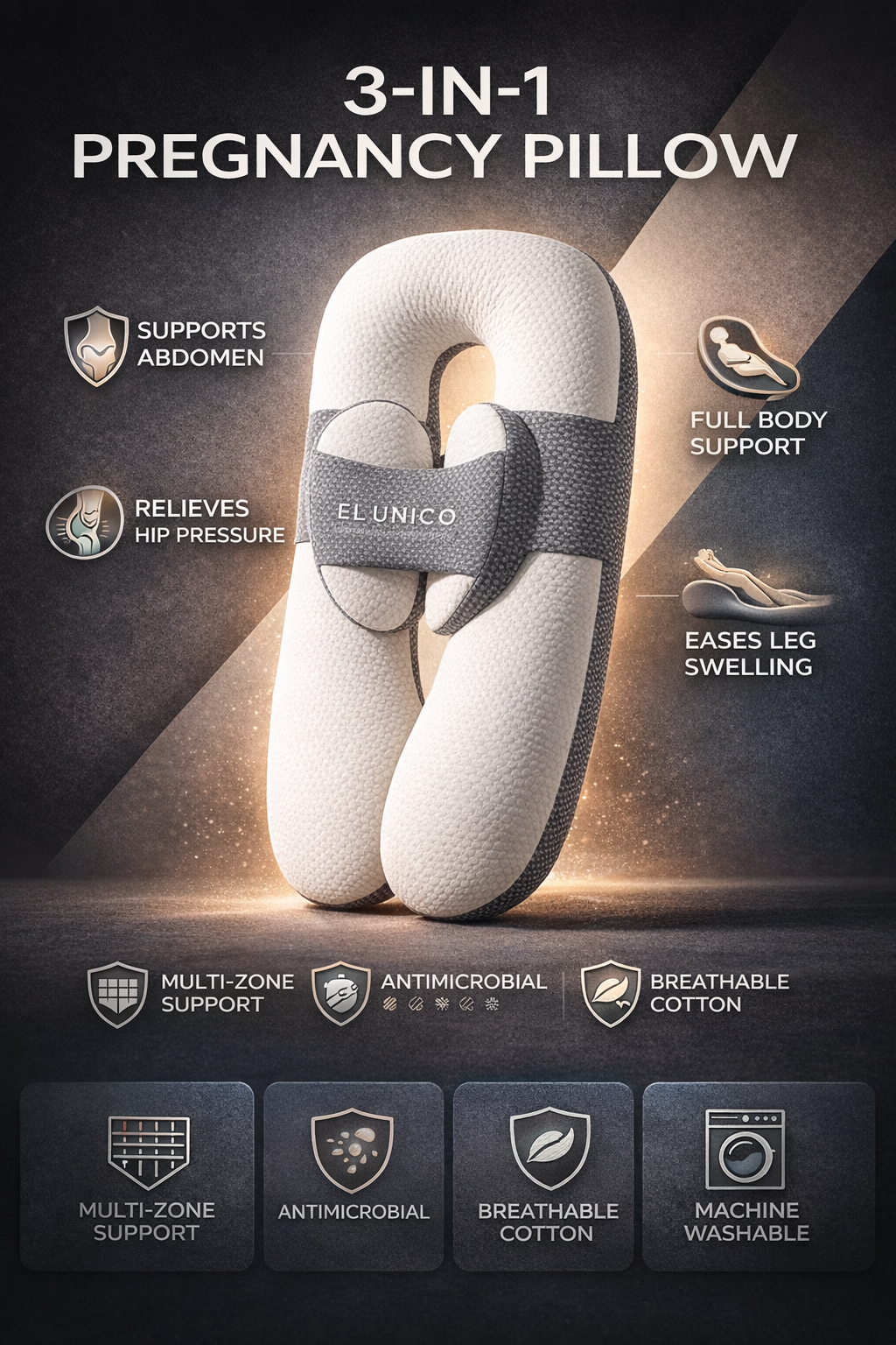 U-Shaped Pregnancy Pillow (Full Body Maternity Support Pillow)
